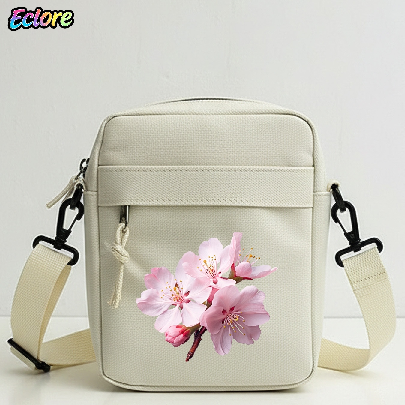Cycling Commuter Bag - حقيبة كتف بطبعة زهور الساكورا، حزام