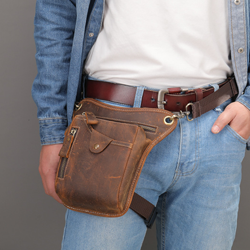 Cycling Commuter Bag - خمر بولي Leather الجلود الخصر حزمة